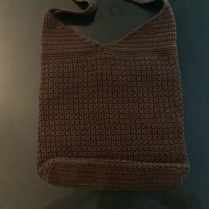 Jacqueline Ferrar Dark Brown Crochet Hobo Bag.